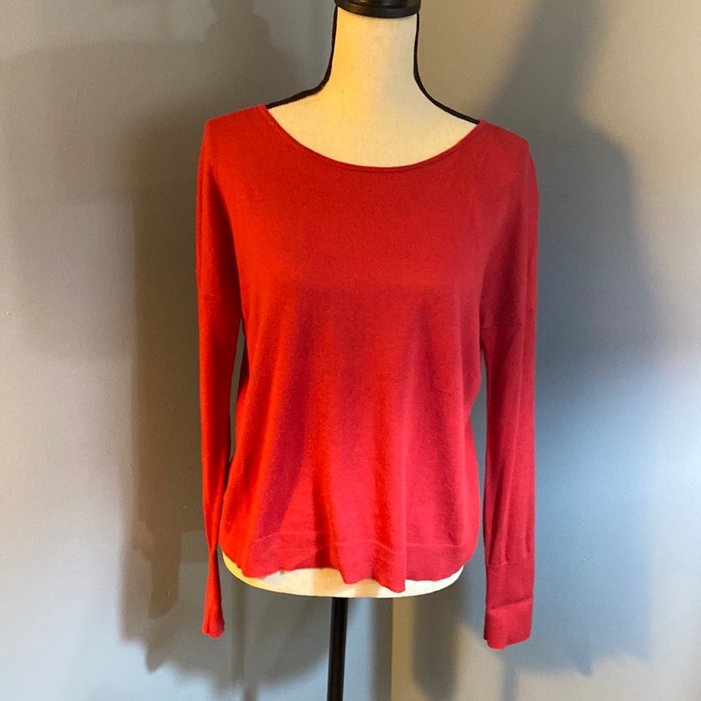 Loft crew neck red sweater size M EUC